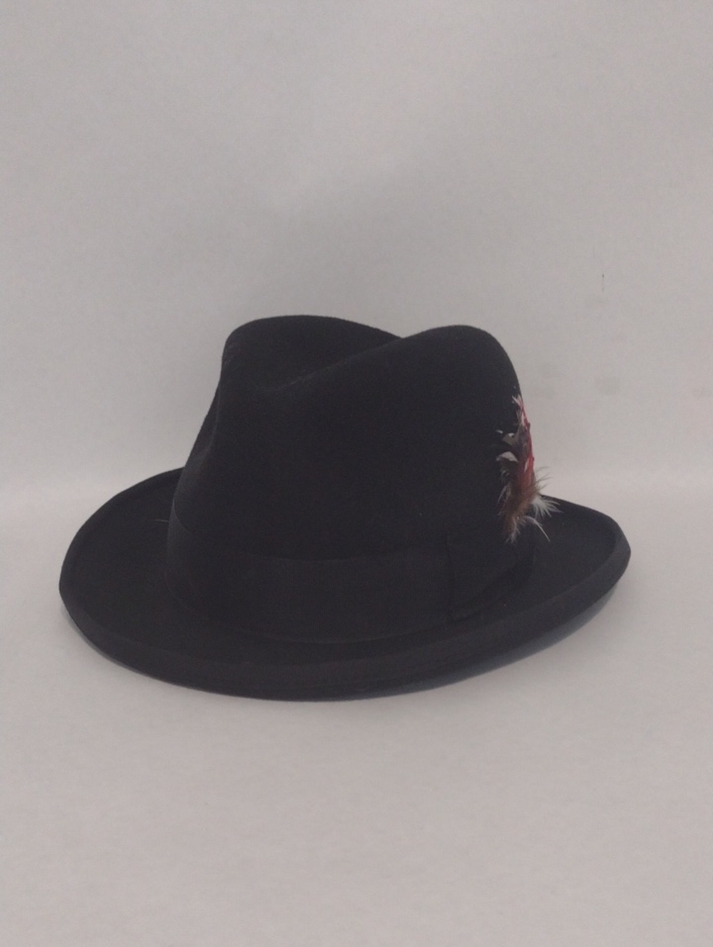 Scala Black Wool Fedora Hat with Decorative Feathers (J1023)